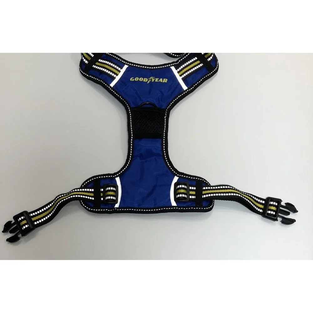 Goodyear Dog Safety Harness Medium Blue Black Yellow Reflective Adjustable Vest